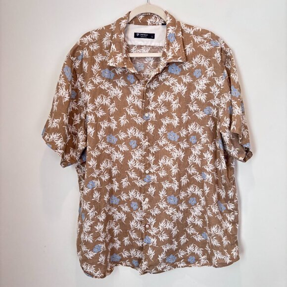 Men's 100% Linen Tropical Hawaiian Beachy Casual Shirt Size 2XL Cremieux N72 - Picture 1 of 16